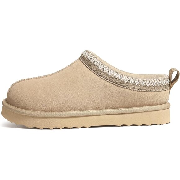 👑Women's Mini Boots Sand Suede Fuzzy Slippers Slip-On Winter Warm House Shoes - Picture 3 of 7